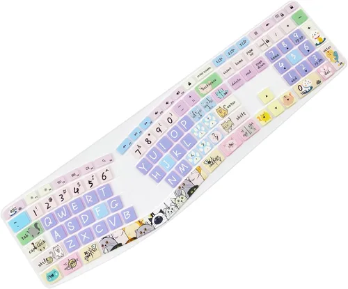 Vista 2 de Funda de silicona para teclado compatible con Logitech Ergo K860, diseño ergonómico de EE. UU., accesorios Logitech K860, lindo gato