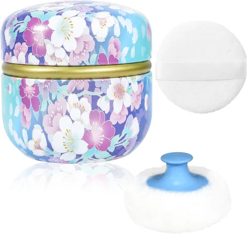 Vista 10 de Estuche de Polvo Corporal WEMEGA con Aplicador de Polvo, Contenedor de Polvo, Caja de Té para Polvo Corporal y Facial para Bebés y Mujeres, Estuche