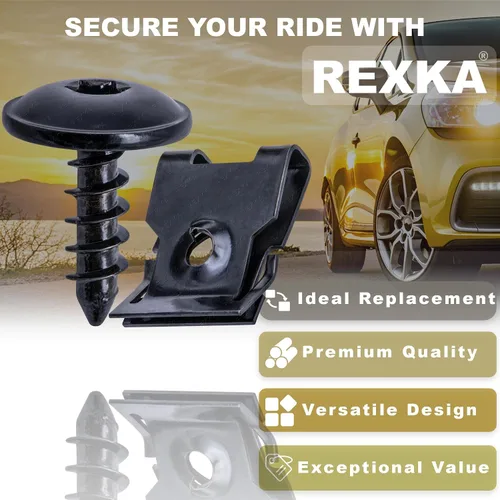Vista 3 de Rexka Juego de 10 juegos de parachoques de guardabarros, rejilla frontal, tornillo, tornillo, kit de tuercas en U, N90974701 compatible