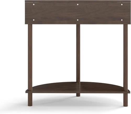 Vista 5 de Knocbel Mesa consola Half Moon con puerta con patrón de ondas, mesa auxiliar de sofá semicírculo con 2 cajones de almacenamiento y estante inferior