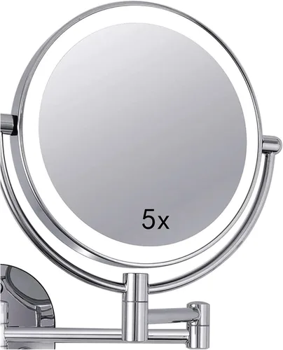 Vista 6 de Wall-Mounted Makeup Mirror LED Lighted Makeup Mirror Wall Mount 8 Inches 5X Magnified Double-Sided Vanity Mirror with Lights
