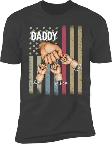 Vista 2 de NAZENTI Camiseta personalizada con la bandera estadounidense para papá, camiseta personalizada para el abuelo regalo para hombres, Día del Padre