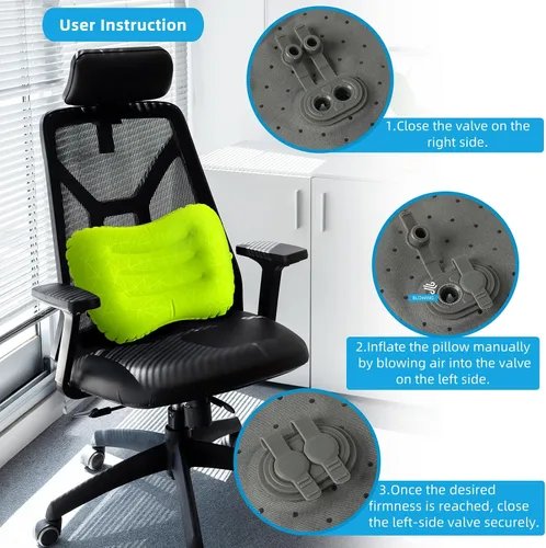 Vista 32 de Crisonky Almohada de camping – Almohada inflable – Almohadas de viaje para mochilero y avión, soporte lumbar 2.0 almohadas inflables, ultraligeras