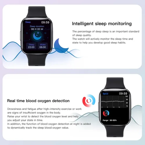 Vista 4 de Reloj inteligente para Android e iOS, rastreador de sueño, notificación de mensajes, impermeable, más de 100 diales, reloj inteligente, podómetro