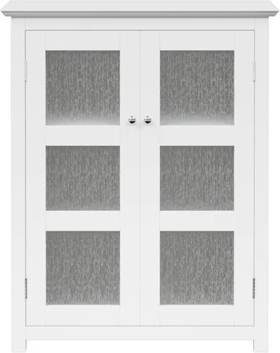 Vista 12 de Elegant Home Fashions Dawson gabinete sobre piso, Blanco Gabinete de corte cruzado