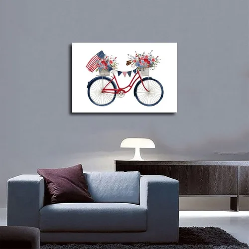 Vista 5 de JDBeehpy 1pcs Frame Flower Bicycle Oil Painting Creative Wall Art American Creative Modern Poster Bathroom Gallery Apartment Home Decoration