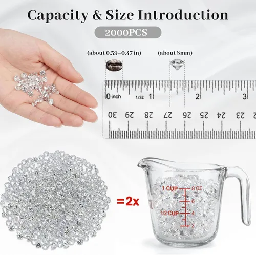 Vista 2 de FUTUREPLUSX Diamantes falsos, 2000 piezas de diamantes de imitación de cristal falso para rellenos de jarrones, bodas, despedidas de soltera