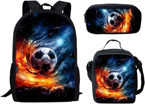 Vista 129 de HUGS IDEA Juego de 3 bolsas escolares con aislamiento térmico para el almuerzo, estuche para lápices