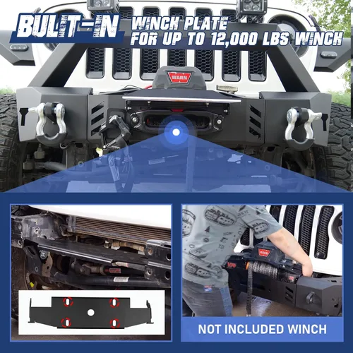 Vista 7 de Parachoques delantero Wrangler Gladiator para Jeep Wrangler JL 2018-2026 y JK 2007-2018 y Gladiator JT 2019-2026, HAWKLEY parachoques delantero
