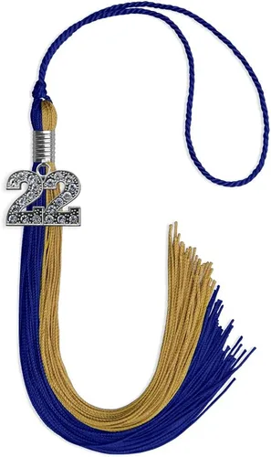 Vista 27 de Endea Graduation Borla de doble color con dije de plata brillante (negro/oro antiguo, 2025)