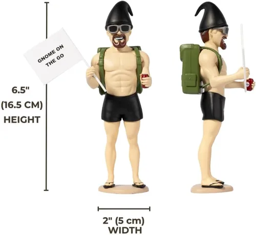 Vista 5 de Gnomo de viaje macho adulto Mini figura de gnomos con soporte AirTag integrado Compañero de viaje de aventura para viajes por carretera