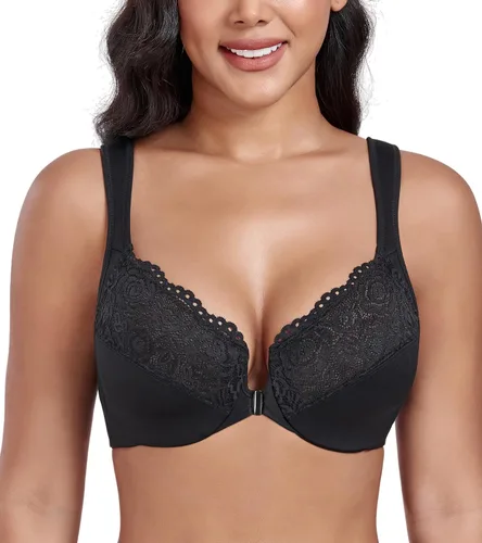 Vista 3 de DotVol Brasier diario con cierre frontal en U y tirantes anchos para mujer, talla grande