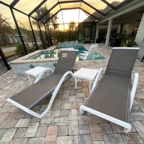 Vista 45 de PURPLE LEAF Patio Chaise Lounge - Silla con brazos de plástico