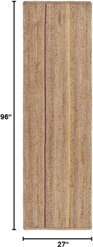Vista 2 de SAFAVIEH Natural Fiber Collection NF810D - Alfombra de pasillo de 2 pies 3 pulgadas x 8 pies, natural y dorado, hecha a mano de tejido plano a