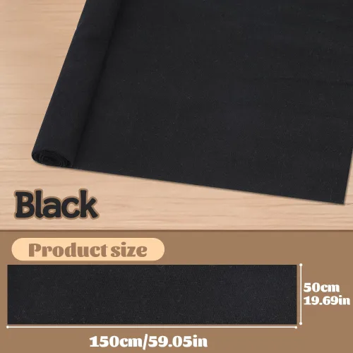 Vista 2 de Tela de bordado de lino negro, (59 x 19 pulgadas), tela de lino de gran tamaño, tela de lino para hacer ropa, manualidades, tapicería, decoración