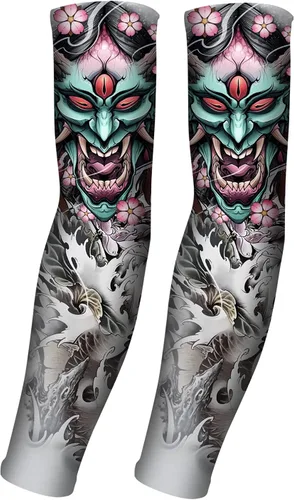 Vista 14 de Mangas de protección solar UV para hombres y mujeres, manga de enfriamiento de compresión deportiva UPF 50+, regalo único de manga de tatuaje