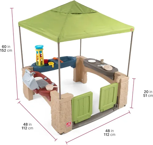Vista 8 de Step2 Patio de Juegos Todo Alrededor con Toldo – Casa de juegos al aire libre sombreada para niños con características realistas e interactivas