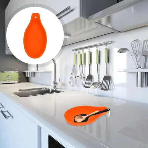 Vista 4 de Cabilock 2 soportes de silicona para cucharas y almohadillas de almacenamiento de utensilios de cocina para estufa, sin diseño, ideal para cuchara