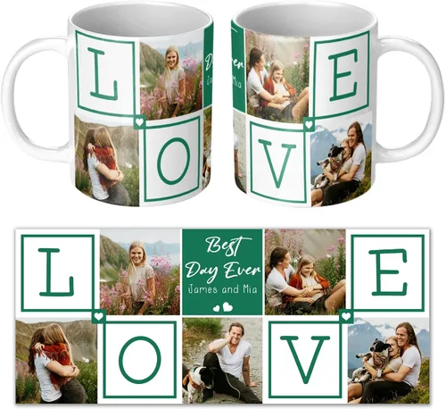 Vista 9 de Taza de café personalizada con fotos y nombres, mejor amigo, mejor juntos, collage de fotos personalizado con texto, regalos para amigos, impresión