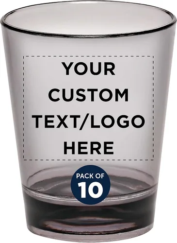Vista 14 de Vasos de chupito de plástico translúcidos personalizados de 1.5 onzas, juego de 10/50/100 unidades, acrílico, ideal para regalos de cumpleaños