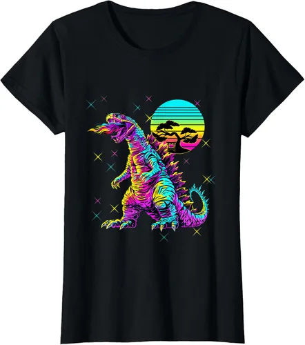Vista 28 de Cool Streetwear synthwave 80s 90s retro anime snakezilla camiseta, Negro