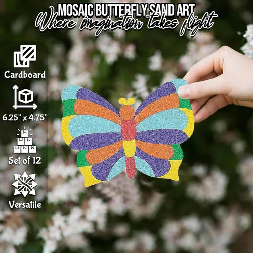 Vista 2 de Mosaic Butterfly Sand Art Pictures - Set of 12 - Crafts for Kids and Fun Home Activities (Pack of 2)
