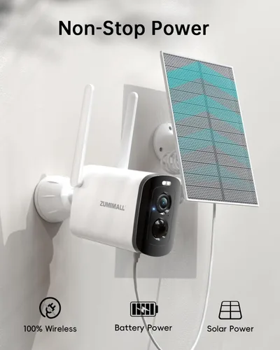 Vista 2 de ZUMIMALL Cámaras de seguridad solares inalámbricas para exteriores, 2 paquetes, cámara 2K para seguridad del hogar, puerta delantera, patio