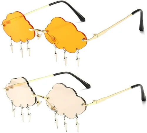 Vista 13 de ENTHYI Cloud Lightning - Lentes de sol para mujeres/hombres, sin marco, para fiesta, sin montura Negro