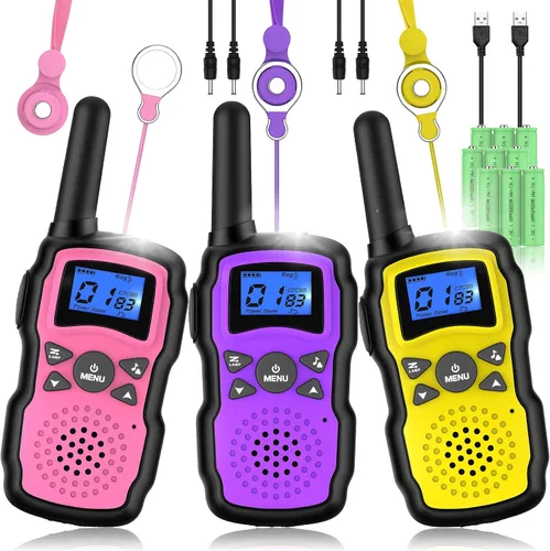Vista 12 de Wishouse Walkie Talkies para niños recargable Azul Verde Amarillo
