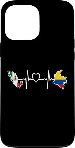 Vista 24 de iPhone 16 Bandera de Colombia Mexicana - Funda de latidos del corazón de Colombia Mexicana