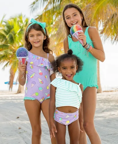 Vista 3 de RuffleButts - Traje de baño de una pieza con holanes para bebés o niñas pequeñas, con protección solar FPS 50+