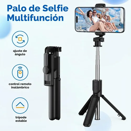 Vista 2 de Trípode para selfie, trípode retráctil para selfie stick con control remoto inalámbrico, para fotografía, transmisión en vivo, grabación de video