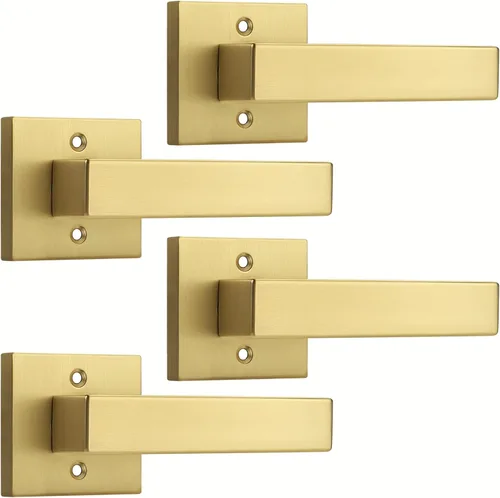 Vista 19 de Probrico - 1 manija inactiva dorada para puerta, moderna, para armario, resistente, para interior, sin giro, reversible para lado derecho e izquierdo