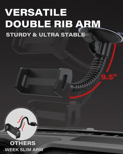 Vista 5 de APPS2Car - Soporte de tableta resistente para camión, coche, semicicleta, tractor, UTV RV Ultra-Strong 4.33" Vacuum Suction Cup, Stable Double-Rib