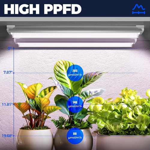 Vista 4 de Barrina Luz de cultivo T8 de 2 pies, 144 W (6 x 24 W), equivalente a 800 W, espectro completo, luz de planta de luz solar, bombillas LED de cultivo