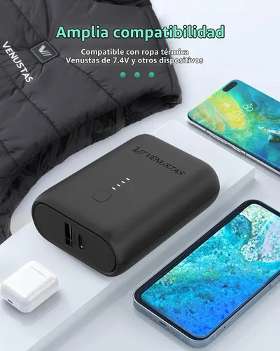 Vista 6 de Paquete de baterías Venustas para ropa térmica de 7.4 V CC y 9 V USB-C