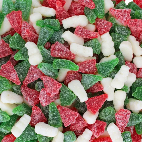 Vista 3 de Gomitas navideñas con forma de adorno – Gomitas navideñas a granel en cuatro sabores festivos (1 libra)