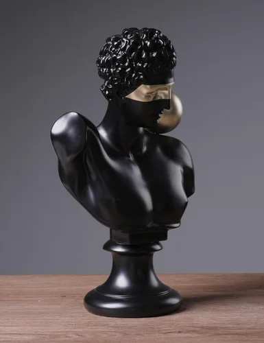 Vista 5 de Estatua griega de busto abstracta, escultura moderna, regalo para el hogar, centro de mesa para estantería, escritorio, oficina, negro, 13.8 pulgadas