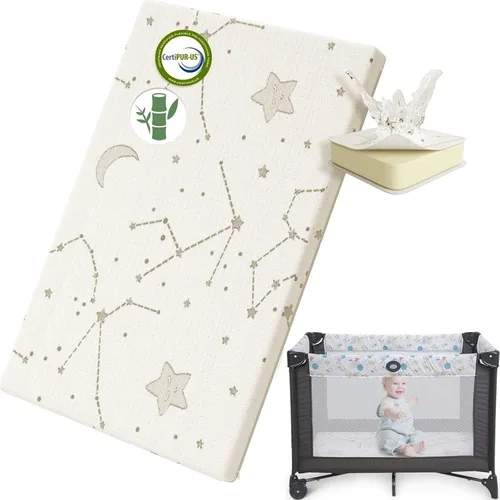 Vista 11 de YENING Funda de colchón Pack and Play transpirable 38x26 impermeable para bebé, cubrecolchón para Pack N Play, impermeable, paquete de 2