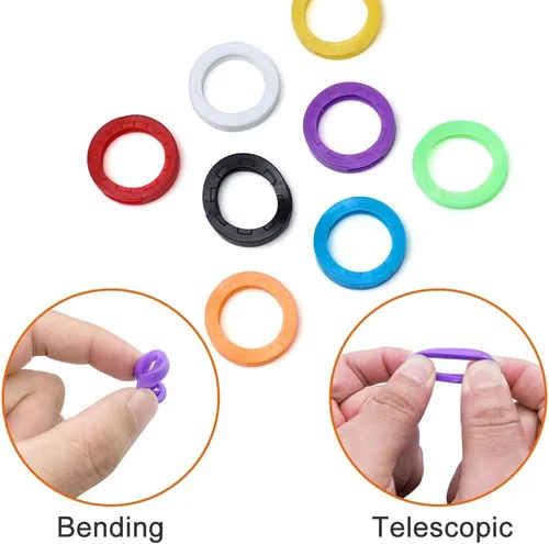 Vista 4 de 30 tapas de silicona para llaves, anillos de codificación de identificación de llave de plástico, colores surtidos