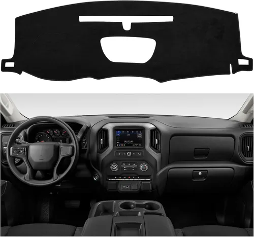 Vista 13 de SPEEDWOW Alfombrilla Cubierta Tapete para Tablero de Instrumentos Compatible con Chevrolet Silverado Avalanche Tahoe Suburban GMC Pickup Yukon Negro