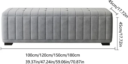 Vista 3 de Bedroom Ottoman Bench with Safety Hinge Storage Upholstered Fabric End of Bed Storage Bench for Bedroom and Living Room Large Grey Storage Bench