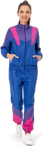 Vista 4 de 80s 90s Track Suit for Women 2 Piece Long Sleeve Retro Outfit Set Azul