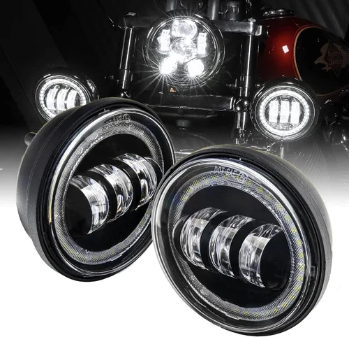 Vista 11 de TRUE MODS 2 piezas de 11.4 cm Osram LED Harley luz antiniebla de paso [acabado negro] luz antiniebla de paso para motocicleta Harley Davidson