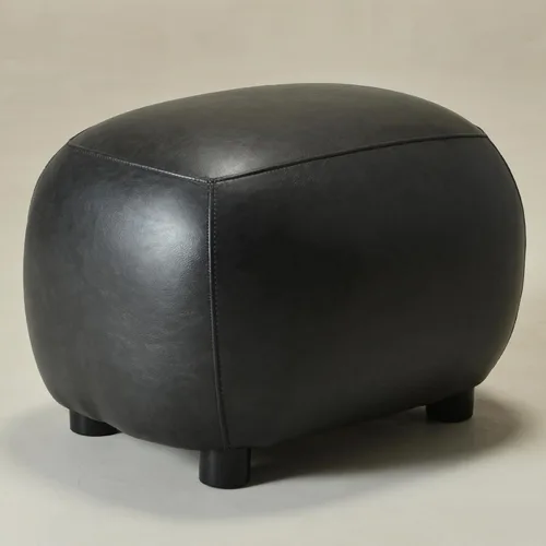 Vista 7 de KINWELL Otomana tapizada de piel sintética de 23 pulgadas de ancho, reposapiés moderno de mediados de siglo con asiento acolchado suave, reposapiés
