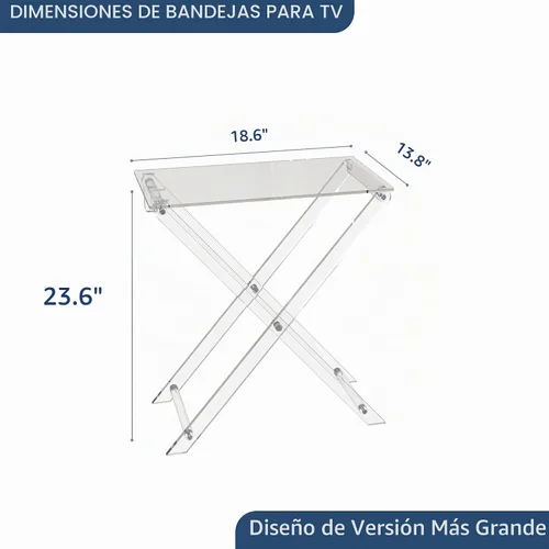 Vista 6 de Bandeja de TV plegable de acrílico, mesa plegable para muebles modernos y pequeños, mesa auxiliar para sala de estar, dormitorio, cocina, mesa