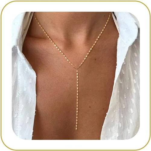 Vista 27 de Tewiky Layered Necklaces for Women Non Tarnish- Chunky 14k Gold Plated Herringbone/Snake/Rope/Box/Cuban Link Chain for Women Waterproof Layering