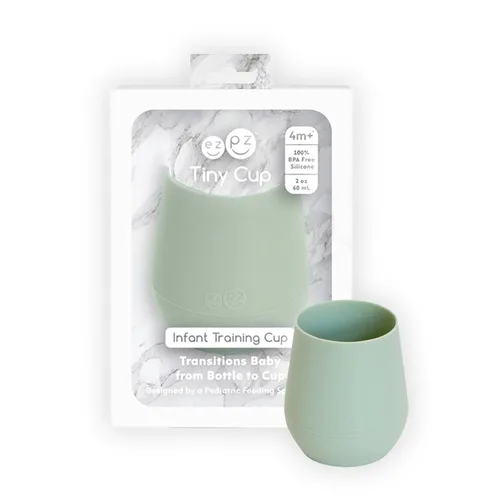 Vista 13 de ezpz Tiny Cup (Azul) – 4 meses en adelante – Taza de entrenamiento de 100% silicona para bebés – Diseñada por un especialista en alimentación