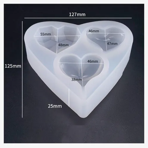 Vista 4 de Molde epoxi con forma de corazón profundo de 6 estilos, molde de silicona de tamaño de más de 1 pulgada, cuentas en forma de corazón de amor