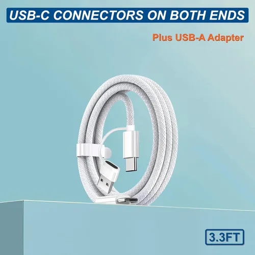 Vista 3 de Cargador de pared USB C delgado de 18 W y 2 en 1 para cable USB C de Apple (3.3 pies/60 W), cable USB C trenzado para CarPlay, Android Auto, iPhone